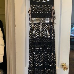 COPY - Lace upside gown black silver from Bebe. NWT